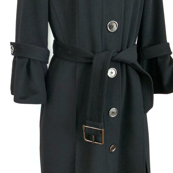 Burberry Prorsum Black Cashmere Blend Pleated Midi Length Trench Coat M - Picture 11 of 16
